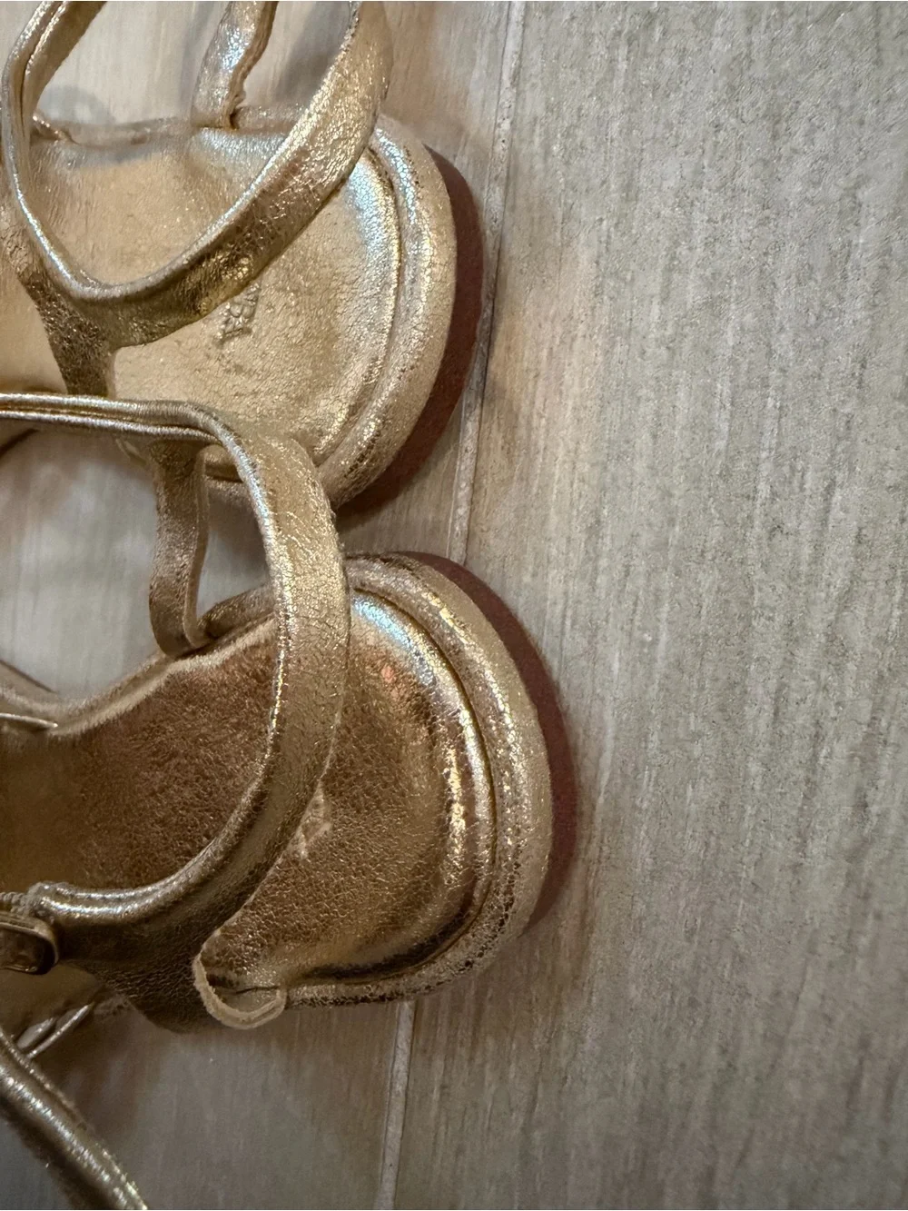 Zara Girls Metallic Gold Ankle-Strap Sandals